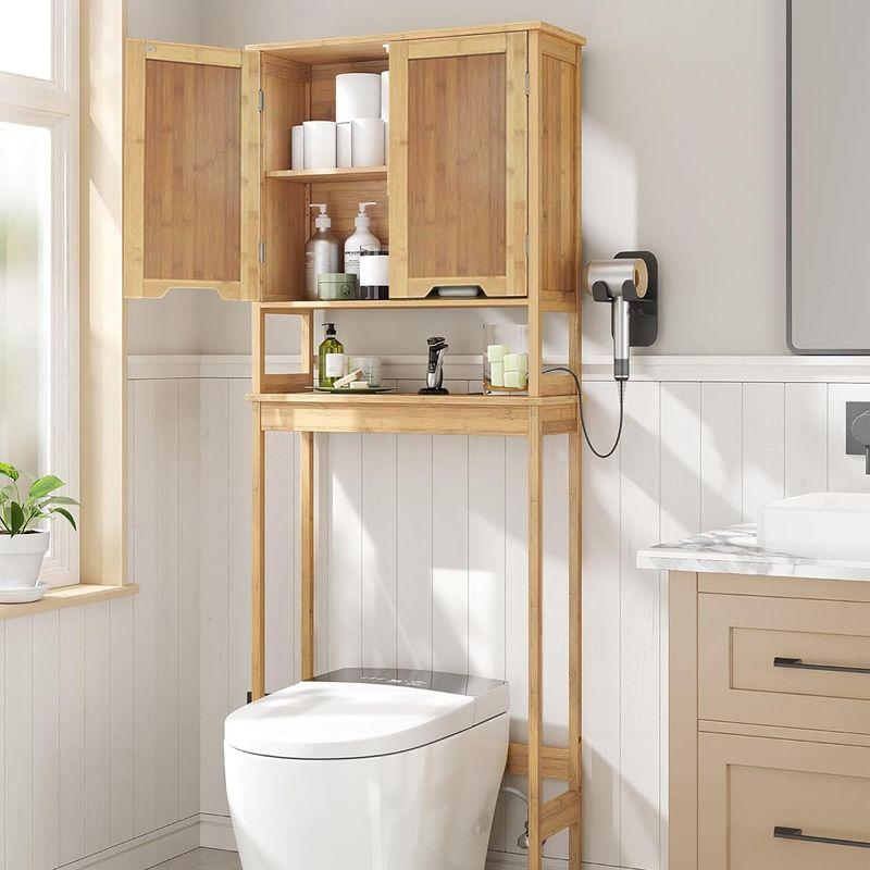 Evideco French Home Goods Over The Toilet Storage Cabinet Bathroom Mahe Bamboo - Wood