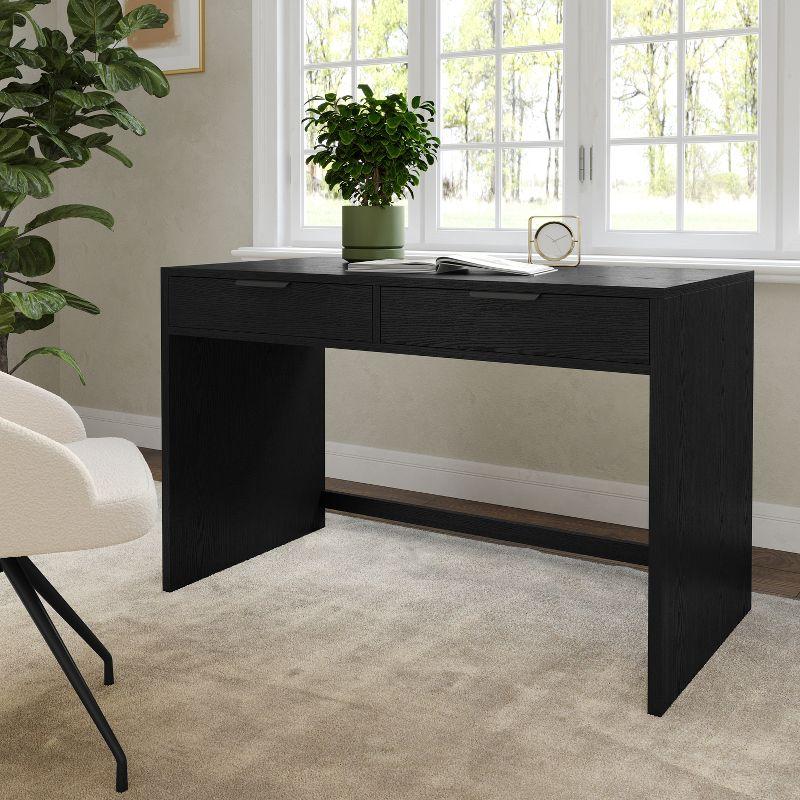 Martha Stewart Kayden Home Office Modular 2 Drawer Desk in Black with Oil Rubbed Bronze Hardware
