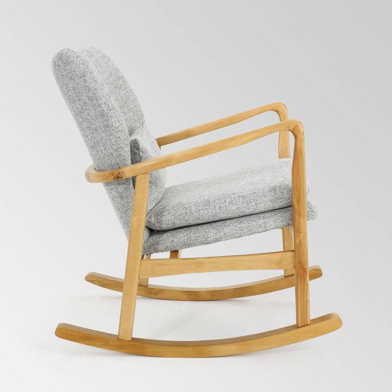 Benny Mid Century Modern Fabric Rocking Chair Light Gray: Birch Frame, Tufted Back - Christopher Knight Home