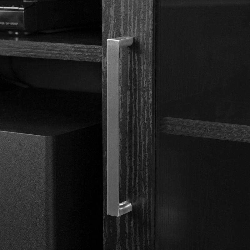 Adrian TV Stand for TVs up to 75'' Black Oak - South Shore: Laminated Particleboard, Metal Hardware, Adjustable Shelves