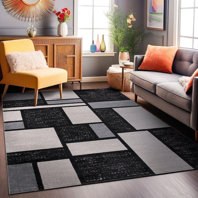 Gray Geometric Tufted Washable Rectangular Area Rug