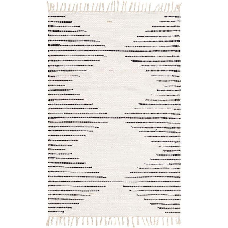 Unique Loom Chindi Cotton Collection Area Rug - Briah (4' 1" x 6' 1" Rectangle White/Black)