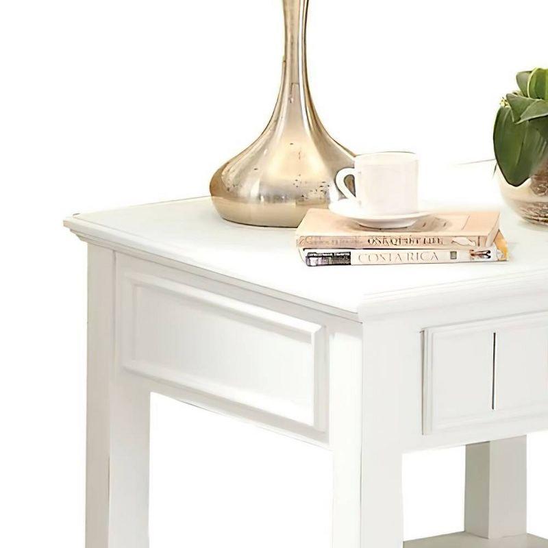 24" Natesa Accent Table White Washed - Acme Furniture: French Country Style, 24-Inch Side Table with Storage Drawer