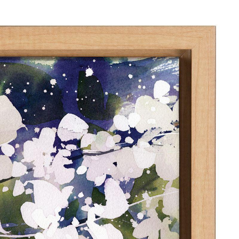 Kate and Laurel Sylvie White Wisteria Framed Canvas by Ingrid Sanchez of CreativeIngrid, 23x33, Natural