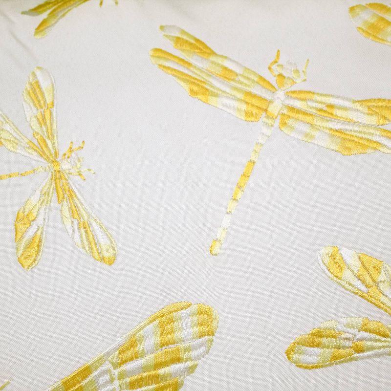 Embroidered Dragonflies Rectangular Indoor/Outdoor Throw Pillow Citron/White - Edie@Home: Decorative Accent for Patio & Couch