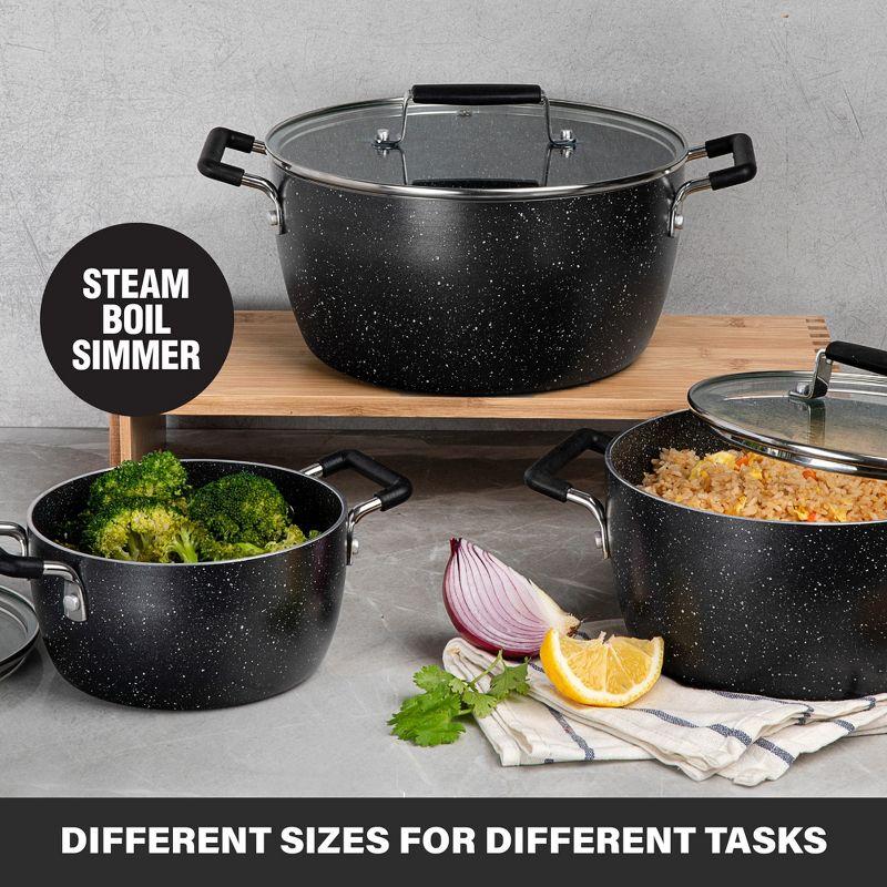 Granitestone Granitestone 6 Piece Stackable Nonstick Nesting Pots with Lids, Dishwasher Safe