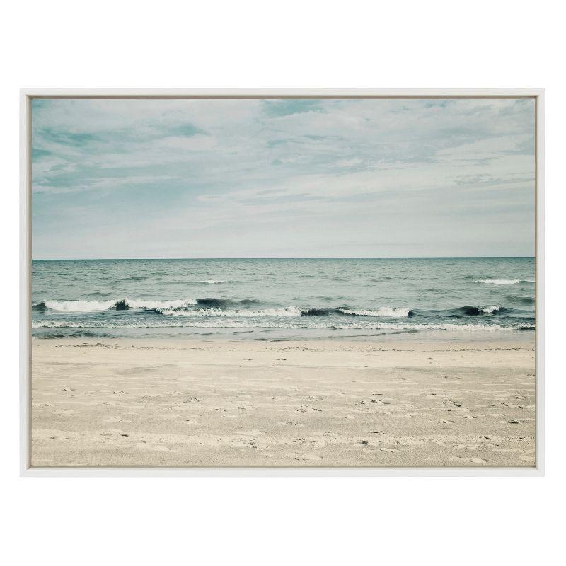 31.5" x 41.5" Sylvie Beach II Framed Canvas by F2 Images White - Kate & Laurel All Things Decor: Coastal Wall Decor, Nautical Digital Art