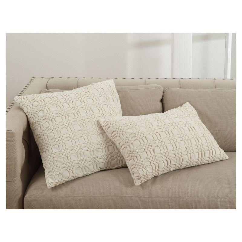 Brisbane Smocked Design Throw Pillow Natural - Saro Lifestyle