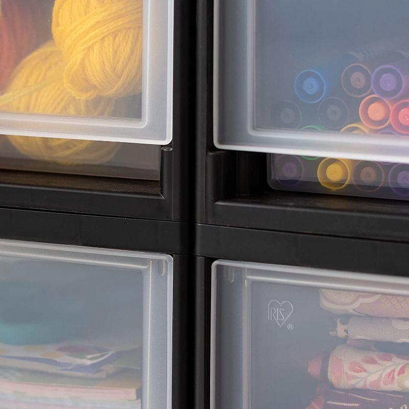 IRIS USA 4Pack 6qt Plastic Compact Stackable Storage Drawers, Black