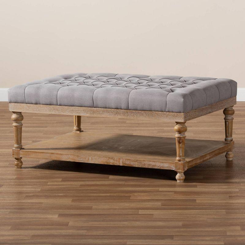 Lindsey Linen Fabric Upholstered Wood Cocktail Ottoman Gray/Gray Washed - Baxton Studio