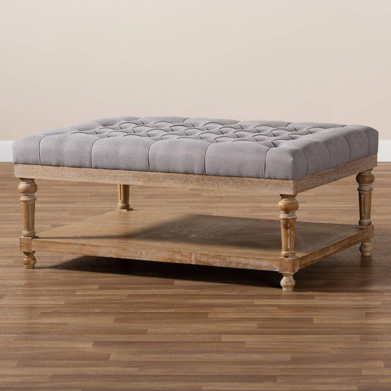 Lindsey Linen Fabric Upholstered Wood Cocktail Ottoman - Baxton Studio