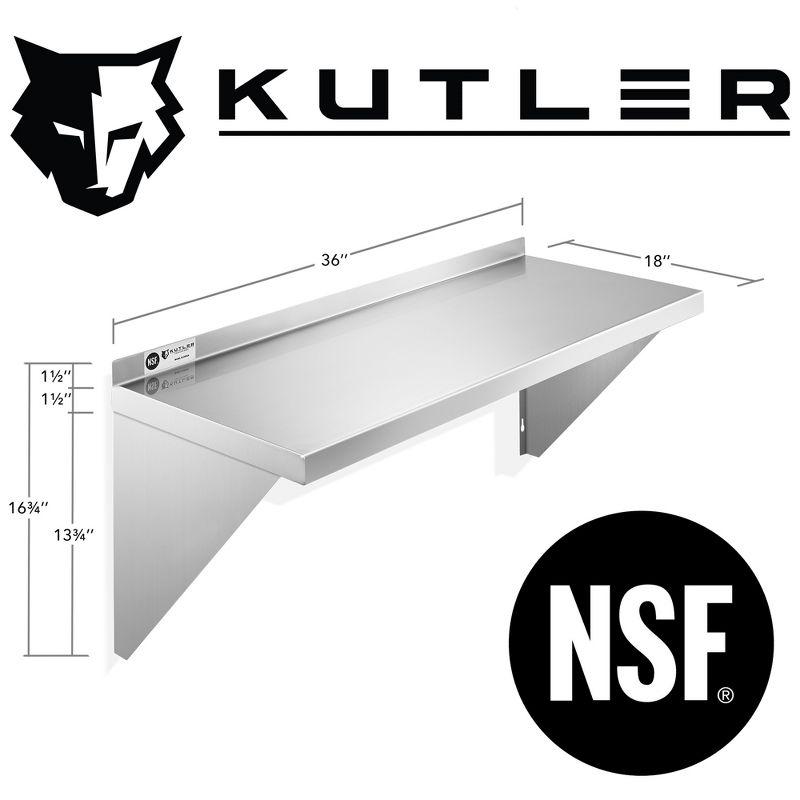 KUTLER Stainless Steel Shelf - NSF Commercial Wall Shelving