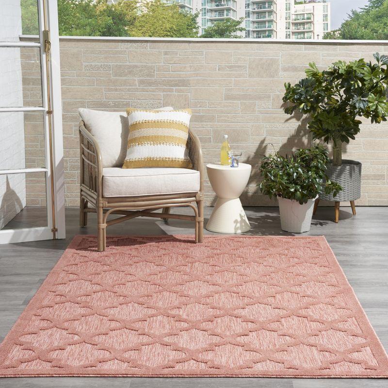 Nourison Easy Care Trellis Flatweave Indoor Outdoor Area Rug 6' x 9' Coral/Orange