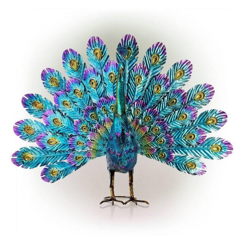 Vibrant Multicolor Metal Peacock Lawn Decoration, 32"