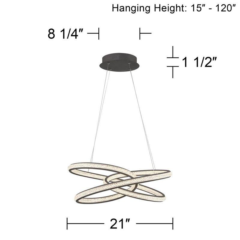 Possini Euro Design London Sand Gray Ceiling Pendant Light 21" Wide Ultra Modern Sprial Dimmable LED Strip Steel Dining Room House Foyer Kitchen