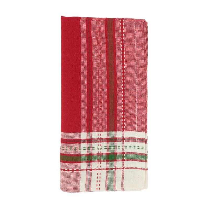 Saro Lifestyle Joyful Holiday Stripe Placemat and Napkin 8 pcs Set (4 Placemats, 4 Napkins)