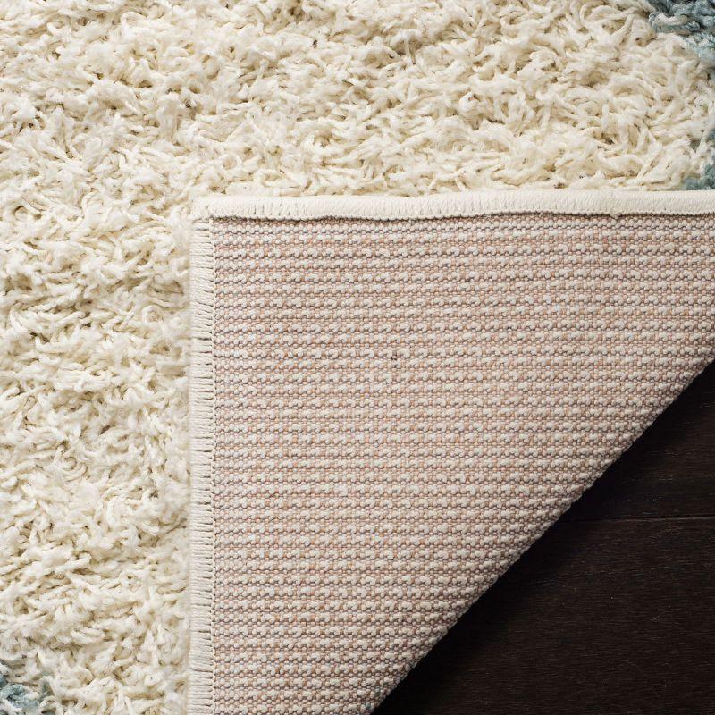 Seafoam Ivory Square Shag Synthetic 47" Area Rug