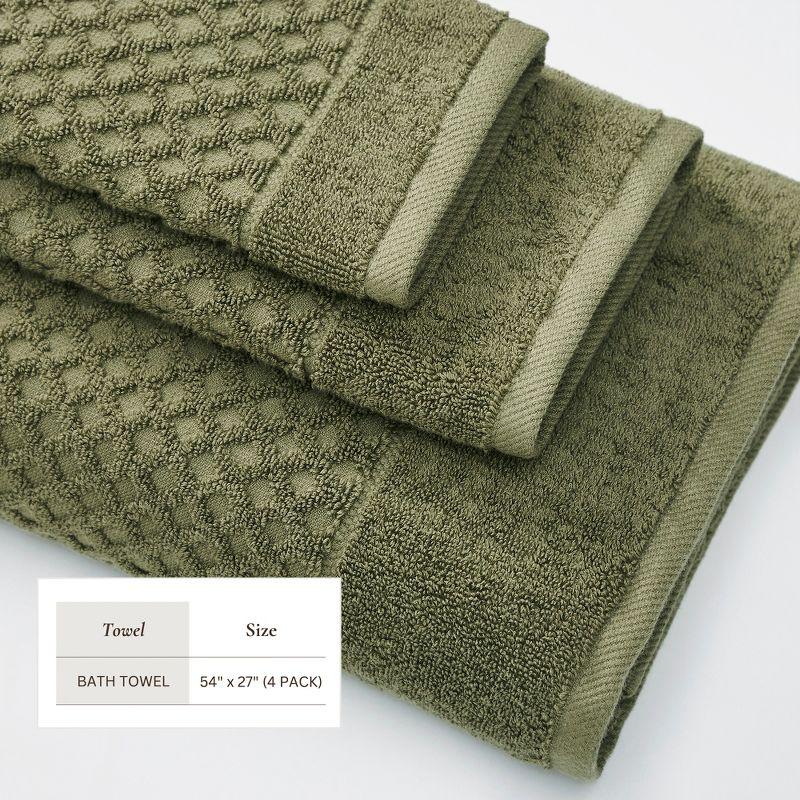FreshFolds 100% Cotton Lattice Texture Bath Towels (Set of 4)