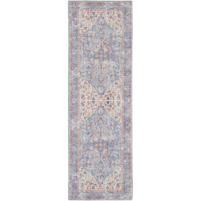 Machine Washable Oriental Blue/Red Area Rug