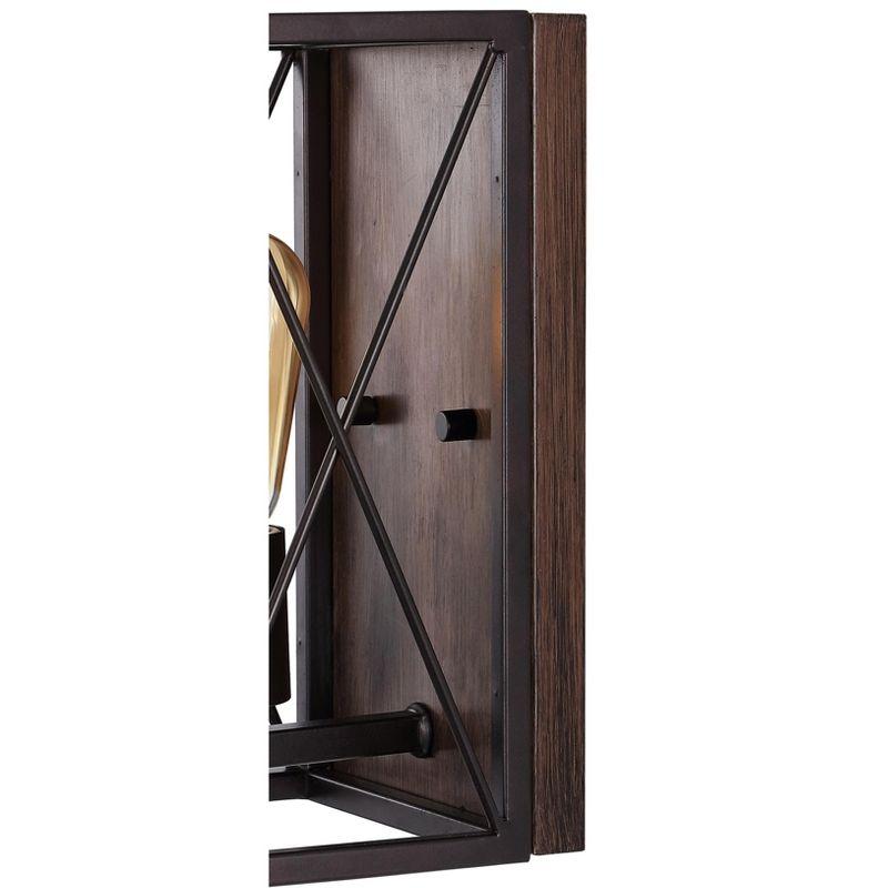 JONATHAN Y Norris X-Frame 6" 1-Light Farmhouse Rustic Iron LED Sconce, Oil Rubbed Bronze/Wood Finish