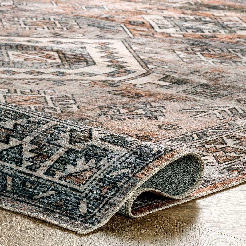 Nuloom 8x10 Machine Washable Rain Haven Vintage Medallion Indoor Area Rug, Rust Non-Slip Backing, Stain Resistant, BedroomLiving Room, Kitchen