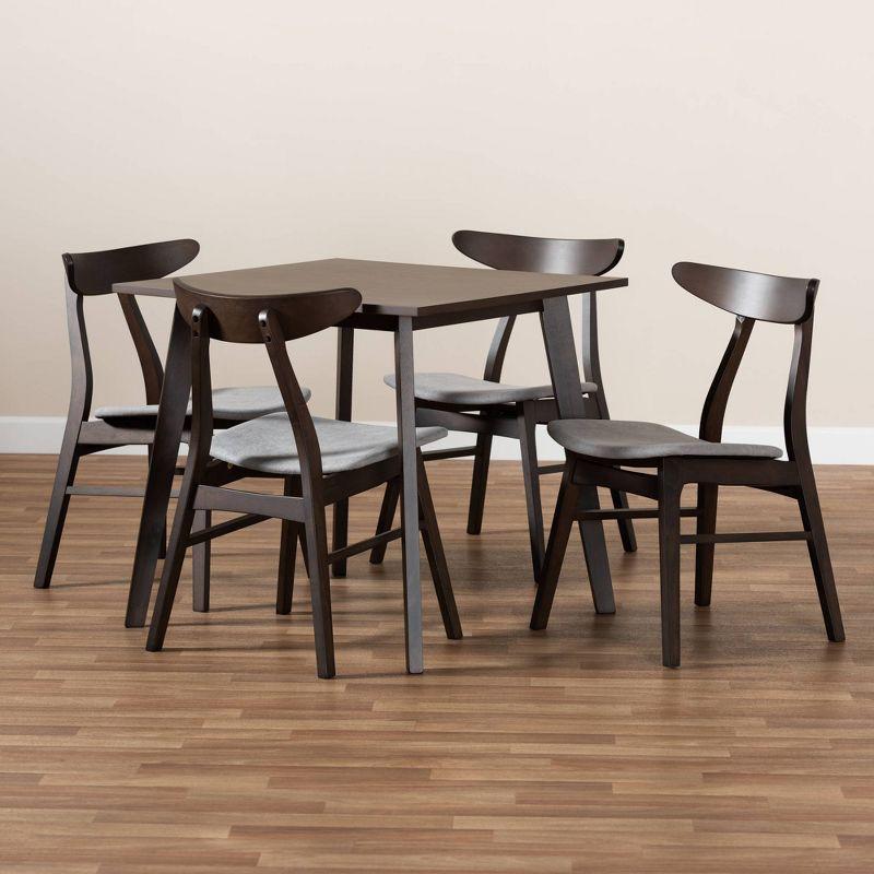 5pc Britte Fabric Upholstered Wood Dining Set  - Baxton Studio