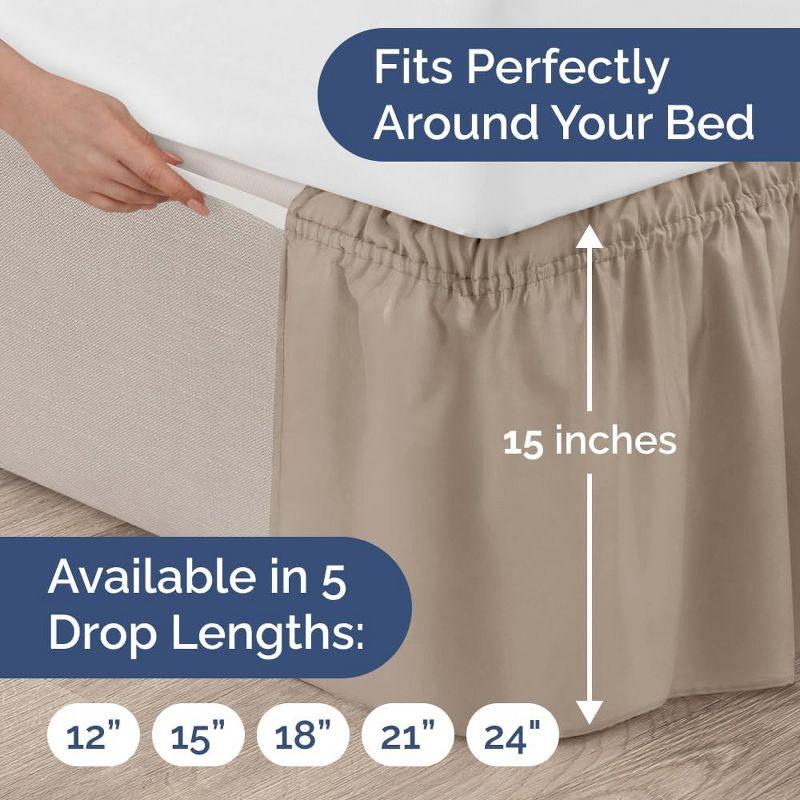 CGK Linens Ruffled Elastic Wrap Around Tailored Bed Skirt