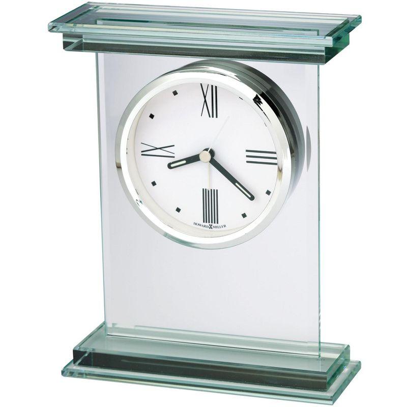 Howard Miller® Hightower Modern & Contemporary Roman Numeral Crystal Quartz Movement / Crystal Tabletop Clock with Alarm in Clear