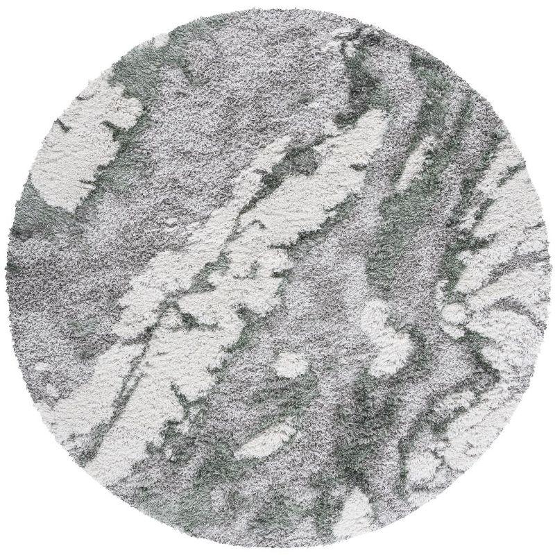 Horizon Shag 800 HZN890 Machine Made Area Rug - 8' Round - Grey/Green - Safavieh