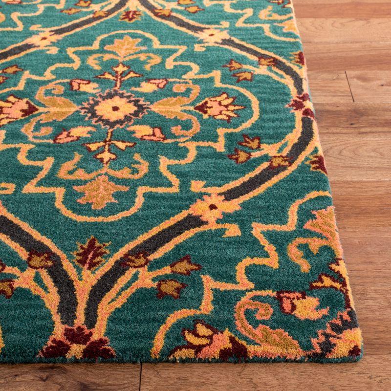 Hand-Tufted Elegance Green & Orange Wool 3' x 5' Area Rug