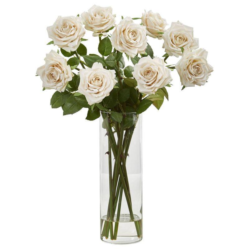 Regal Rose 22.5" Artificial Arrangement in Clear Cylinder Vase