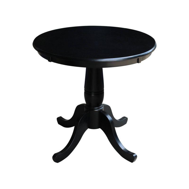 30" Black Round Wood Pedestal Dining Table