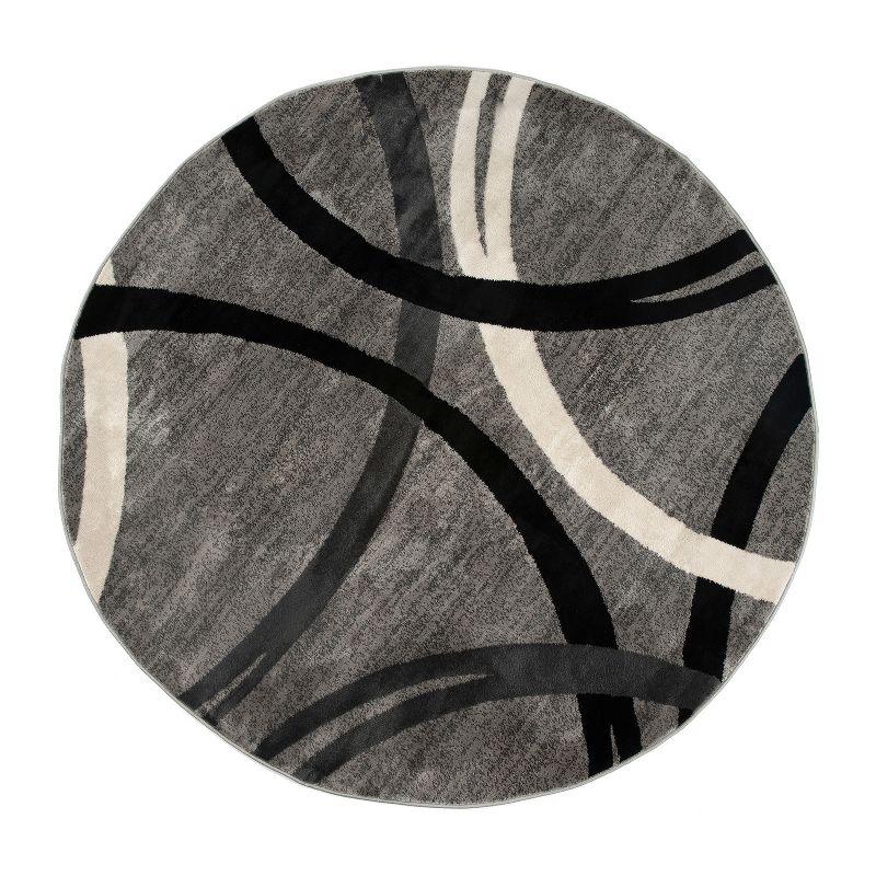 World Rug Gallery Contemporary Abstract Circles Design Area Rug - GRAY 8' Round