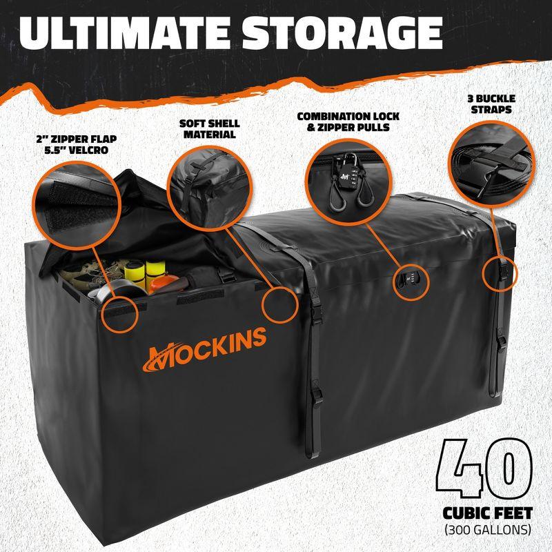 Mockins 40 Cu Ft. Black Waterproof Carrier Bag (84"x24"x34") with Buckle Straps, Lock & Carry Bag, Black