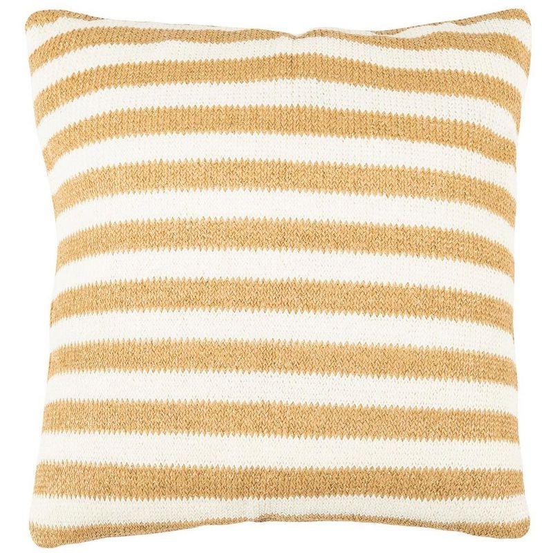 Glenna 20" Square White and Yellow Striped Pillow