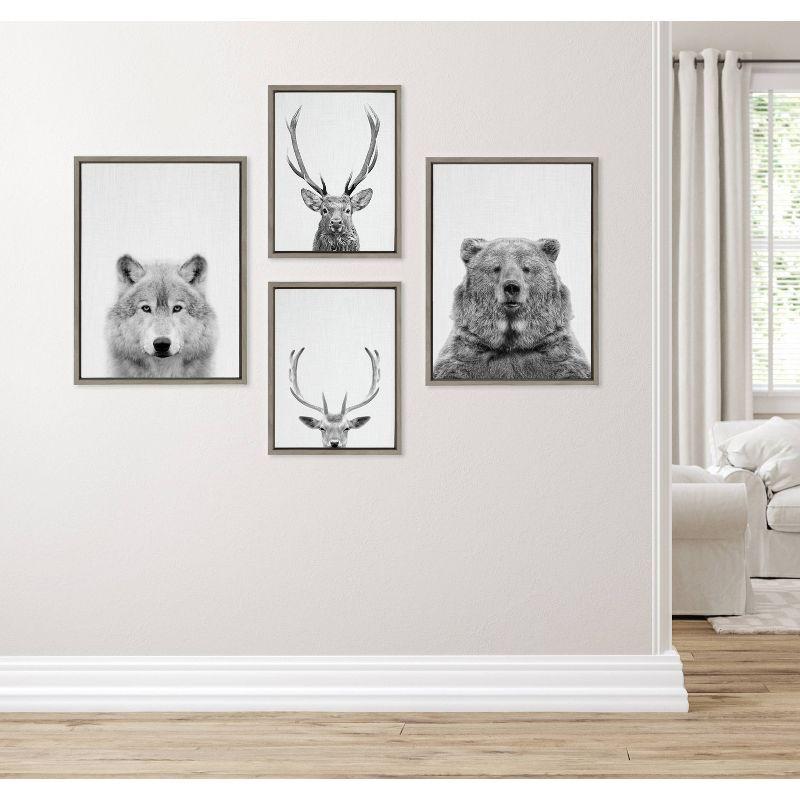 Kate & Laurel All Things Decor (Set of 4) Sylvie Deer Wolf Bear European and Cervus Elaphus Red Deer WallArts by Simon Te of Tai Prints