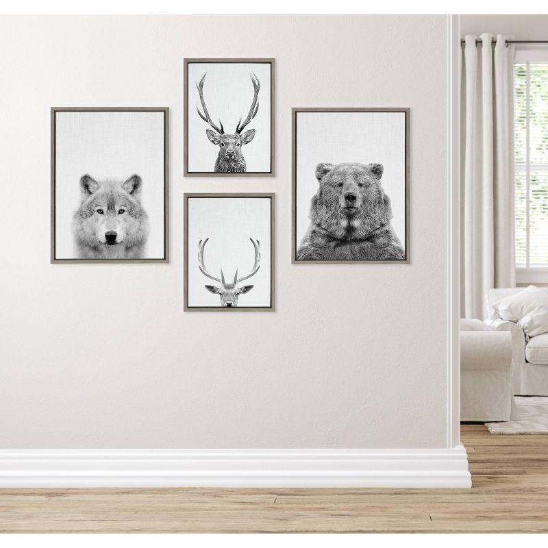 Kate & Laurel All Things Decor (Set of 4) Sylvie Deer Wolf Bear European and Cervus Elaphus Red Deer Wall Arts by Simon Te of Tai Prints