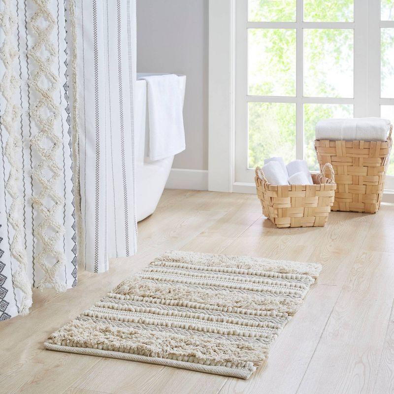 Asher Woven Textured Striped Bath Rug - Ink+Ivy