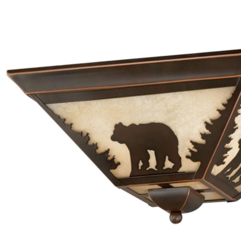 Bozeman Rustic Wilderness 14" Flush Mount in Burnished Bronze with Amber Glass