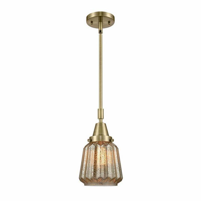 Antique Brass Mini Pendant with Mercury Glass Shade