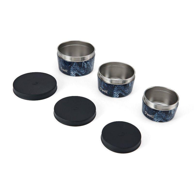 Azurite Marble Stainless Steel Food Canister Set with Silicone Lids, 3-Piece