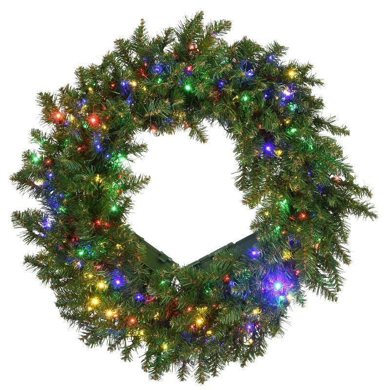 24" Green Fir Wreath with Warm White LED Lights