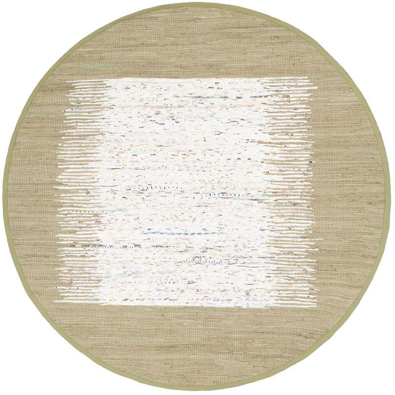 Coastal Charm Off-White Cotton 47" Round Hand-Woven Rug