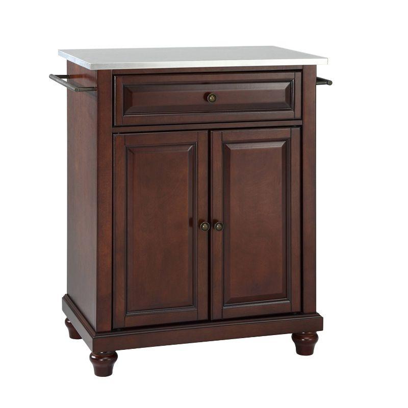 Cambridge Mahogany Compact Kitchen Island with Stainless Steel Top