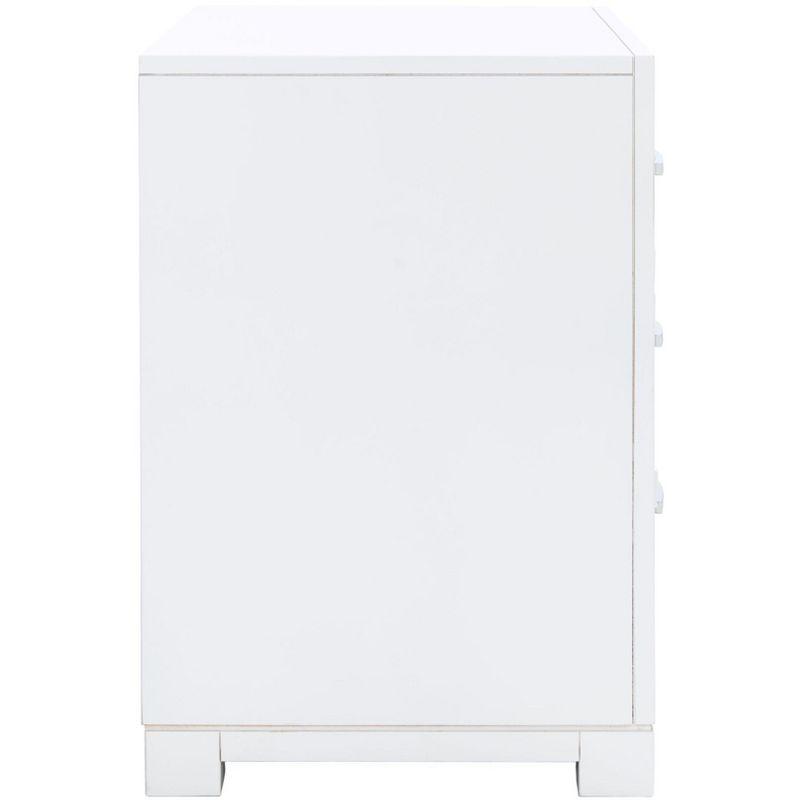 Raina 3 Drawer Greek Key Nightstand - FOX6278 - White/Silver - Safavieh Couture