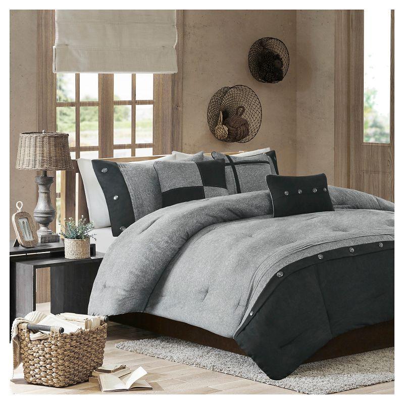 Gray King Faux Suede 7-Piece Comforter Set with Decorative Pillows