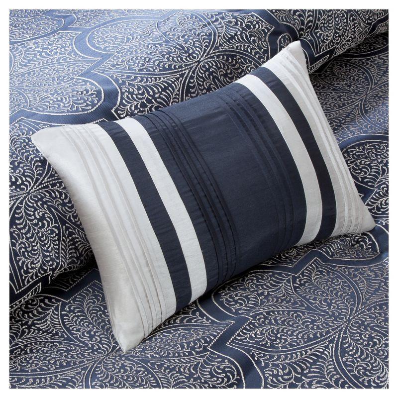 Navy Jacquard Microfiber California King Comforter Set