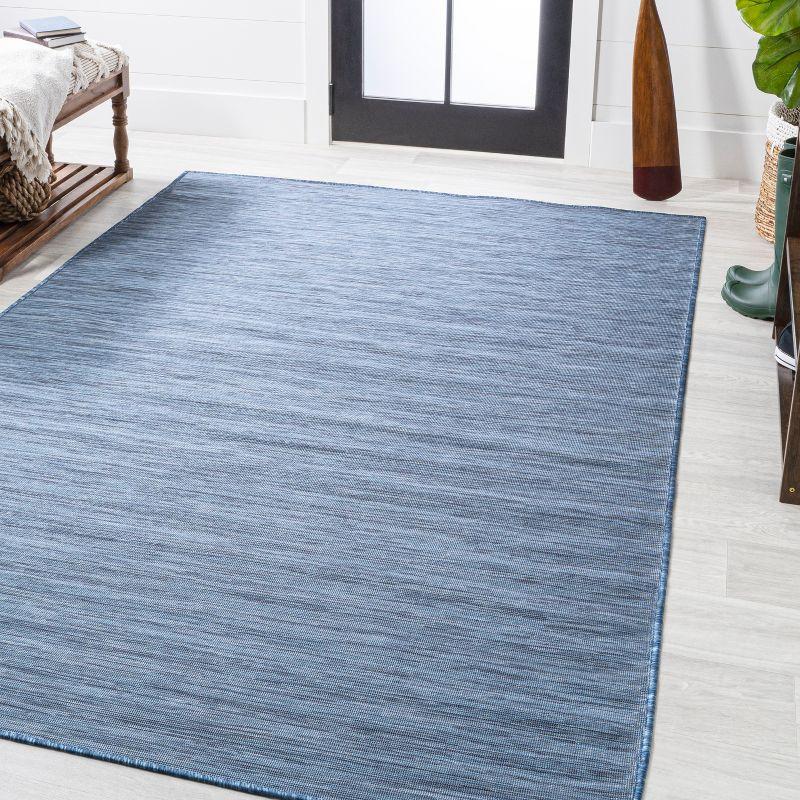 9'x12' Ethan Modern Flatweave Solid  Area Rug, Blue - JONATHAN Y