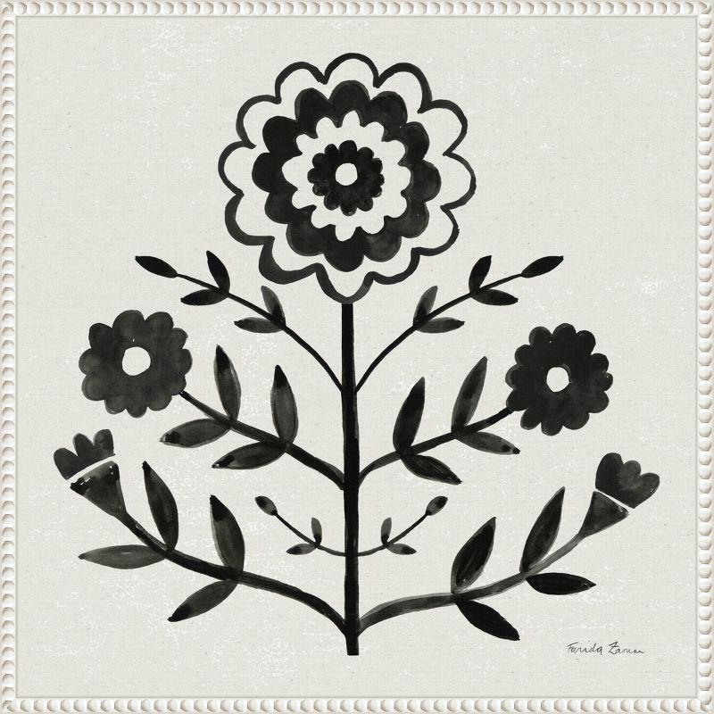 Black and White Botanic-Inspired Framed Canvas Wall Art