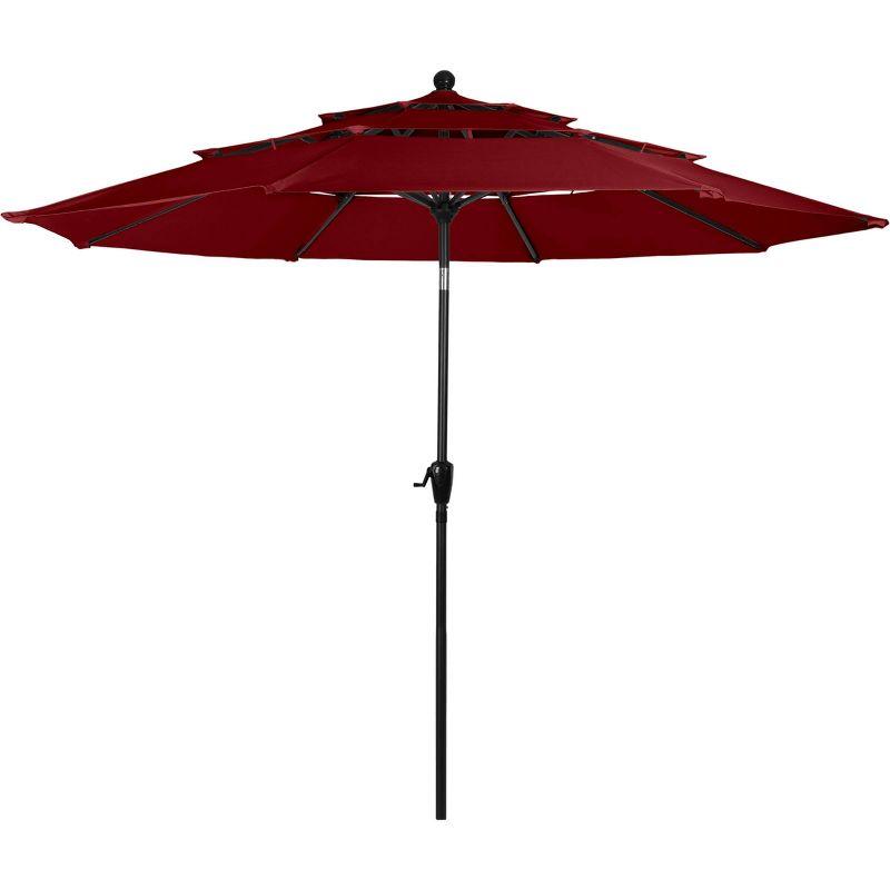 Pure Garden 10' Octagon Outdoor Patio Market Umbrella Red: Crank Lift, Push-Button Tilt, Wind-Resistant